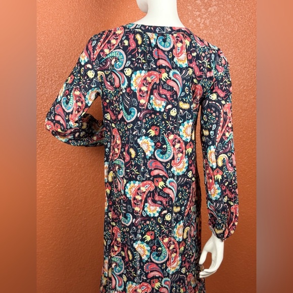 LOFT Multicolor Paisley Long Sleeve Dress Size Medium. E70 - Picture 16 of 17